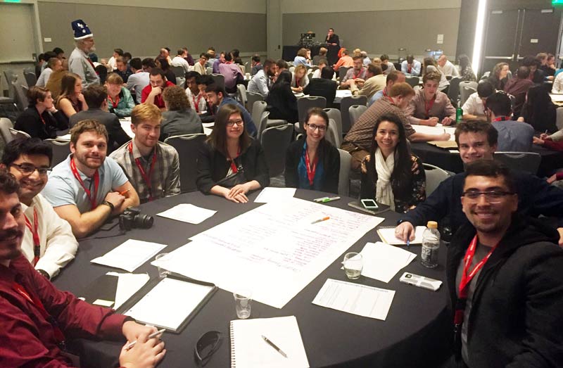 Attendees brainstorming possible careers for physics majors.