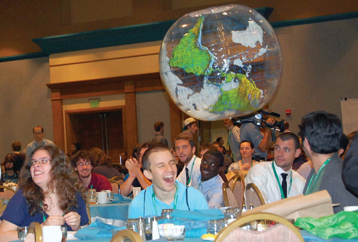 PhysCon attendees enjoy a moment of levity during a workshop titled “Connecting Physics and the Public.”  Photo by Liz Dart Caron