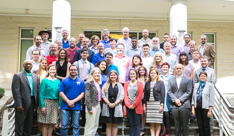 The entire SPS National Council poses outside of the American Center for Physics. Photos courtesy of Hyun Joo Kim, AIP. 