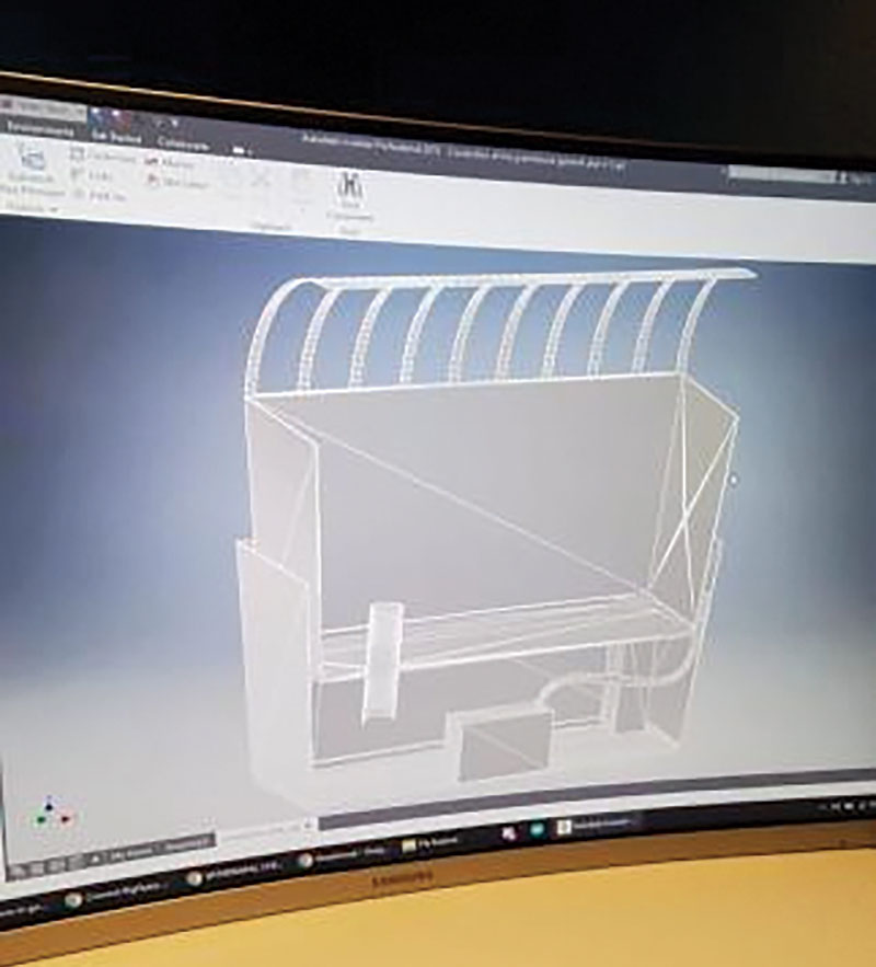 Greenhouse model designed using Inventor (CAD software). Photo by Ian Reyes.