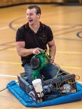 Competitors strut their stuff on top of homemade hovercrafts. Photos courtesy of Stevie Momaly.