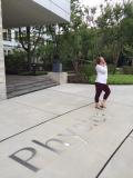 Contemplating physics at the AIP building after work (this was right before it poured rain)